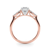 Rose gold Radiant Diamond Floral Cluster Ring with Marquise Side Stones and Six-Prong Solitaire Setting 2