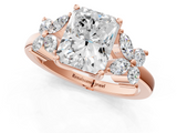 Rose gold Radiant Diamond Floral Cluster Ring with Solitaire Band and Prong Setting_56