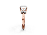 Rose gold Radiant Diamond Floral Cluster Ring with Solitaire Band and Prong Setting_57