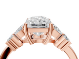 Rose gold Radiant Diamond Floral Cluster Ring with Solitaire Band and Prong Setting_59