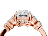 Rose gold Radiant Diamond Floral Cluster Ring with Solitaire Band and Prong Setting_60