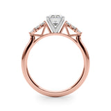 Rose gold Radiant Diamond Floral Side Stone Solitaire with Marquise Accents and Four-Prong Setting 1