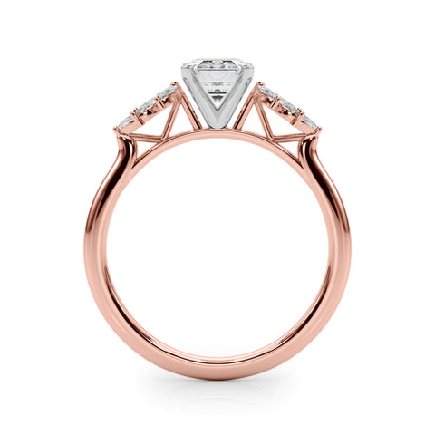 Rose gold Radiant Diamond Floral Side Stone Solitaire with Marquise Accents and Four-Prong Setting 1