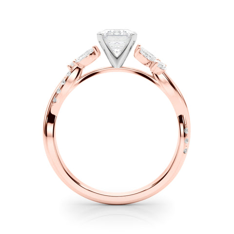 Rose gold Radiant Diamond Floral Vine Solitaire Engagement Ring 1
