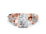 Rose gold Radiant Diamond Floral Vine Solitaire Engagement Ring_17