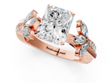 Rose gold Radiant Diamond Floral Vine Solitaire Engagement Ring_18