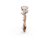 Rose gold Radiant Diamond Floral Vine Solitaire Engagement Ring_19