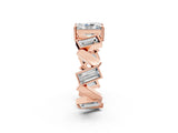 Rose gold Radiant Diamond Geometric Side Stone Engagement Ring_2