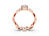 Rose gold Radiant Diamond Geometric Side Stone Engagement Ring_3
