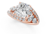 Rose gold Radiant Diamond Halo Ring with Marquise and Pavé Band in Prong Setting_113