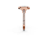 Rose gold Radiant Diamond Halo Ring with Milgrain Frame and Pavé Band 2