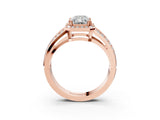 Rose gold Radiant Diamond Halo Ring with Split Shank Pavé Band and Four-Prong Setting_9