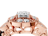 Rose gold Radiant Diamond Milgrain Marquise Filigree Engagement Ring with Prong Setting_10