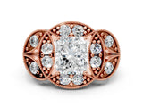 Rose gold Radiant Diamond Milgrain Marquise Filigree Engagement Ring with Prong Setting_6