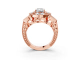 Rose gold Radiant Diamond Milgrain Marquise Filigree Engagement Ring with Prong Setting_9