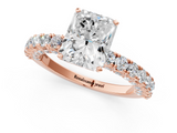Rose gold Radiant Diamond Pavé Band Solitaire Ring with Four-Prong Setting_85