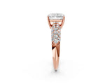 Rose gold Radiant Diamond Pavé Band Solitaire Ring with Four-Prong Setting_85
