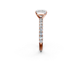 Rose gold Radiant Diamond Pavé Band Solitaire Ring with Four-Prong Setting_86