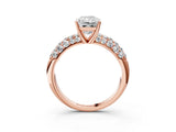 Rose gold Radiant Diamond Pavé Band Solitaire Ring with Four-Prong Setting_86