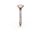 Rose gold Radiant Diamond Pavé Band Solitaire with Four-Prong Setting_242