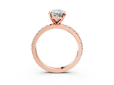 Rose gold Radiant Diamond Pavé Band Solitaire with Four-Prong Setting_243