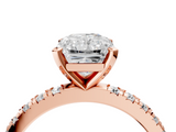Rose gold Radiant Diamond Pavé Band Solitaire with Four-Prong Setting_244