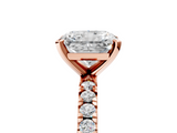Rose gold Radiant Diamond Pavé Band Solitaire with Four-Prong Setting_245