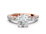 Rose gold Radiant Diamond Pavé Band Solitaire with Four-Prong Setting_25