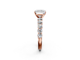 Rose gold Radiant Diamond Pavé Band Solitaire with Four-Prong Setting_27