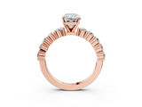 Rose gold Radiant Diamond Pavé Band Solitaire with Four-Prong Setting_28