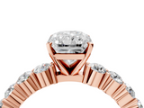 Rose gold Radiant Diamond Pavé Band Solitaire with Four-Prong Setting_29