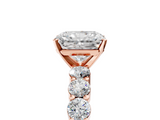 Rose gold Radiant Diamond Pavé Band Solitaire with Four-Prong Setting_30