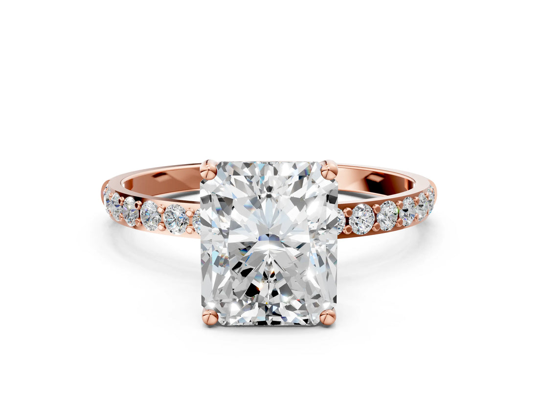 Rose gold Radiant Diamond Pavé Band with Six-Prong Setting_46