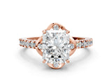 Rose gold Radiant Diamond Pave Band with Floral Prong Setting_27