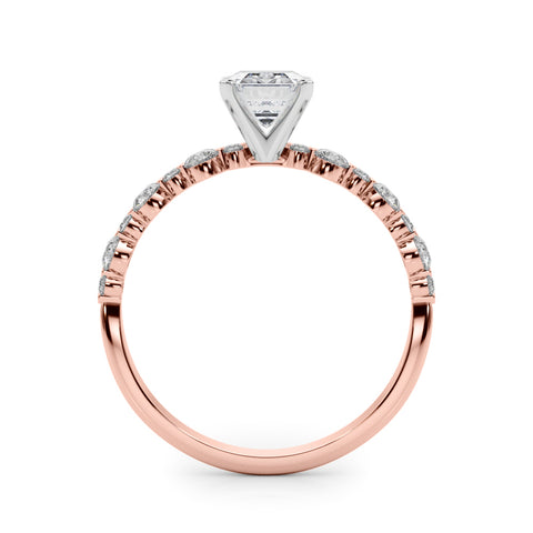 Rose gold Radiant Diamond Prong Set Engagement Ring with Pave Band 1