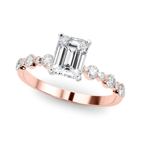 Rose gold Radiant Diamond Prong Set Engagement Ring with Pave Band 2