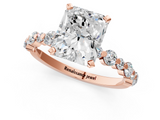 Rose gold Radiant Diamond Prong Set Engagement Ring with Pave Band_213