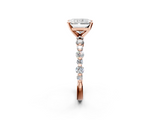 Rose gold Radiant Diamond Prong Set Engagement Ring with Pave Band_214