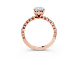 Rose gold Radiant Diamond Prong Set Engagement Ring with Pave Band_215