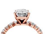 Rose gold Radiant Diamond Prong Set Engagement Ring with Pave Band_216