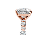 Rose gold Radiant Diamond Prong Set Engagement Ring with Pave Band_217
