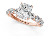 Rose gold Radiant Diamond Prong Setting with Side Stones on a Pave Band_156