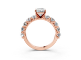 Rose gold Radiant Diamond Prong Setting with Side Stones on a Pave Band_158
