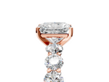 Rose gold Radiant Diamond Prong Setting with Side Stones on a Pave Band_160