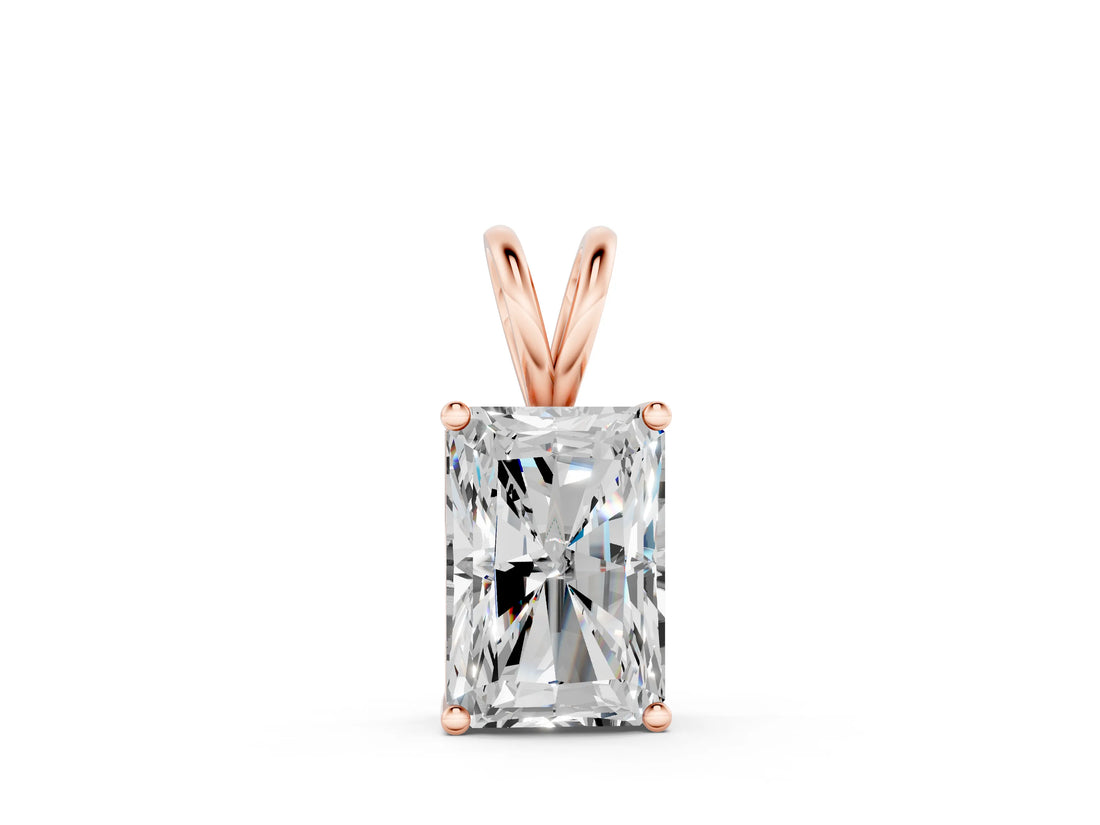 Rose gold Radiant Diamond Solitaire Pendant with Four Prong Setting_9