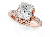 Rose gold Radiant Diamond Solitaire Ring with Shared Prong Pavé Band_55