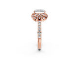 Rose gold Radiant Diamond Solitaire Ring with Shared Prong Pavé Band_56