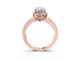 Rose gold Radiant Diamond Solitaire Ring with Shared Prong Pavé Band_57