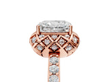 Rose gold Radiant Diamond Solitaire Ring with Shared Prong Pavé Band_59
