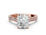 Rose gold Radiant Diamond Solitaire with Pave Band and Six-Prong Setting_32